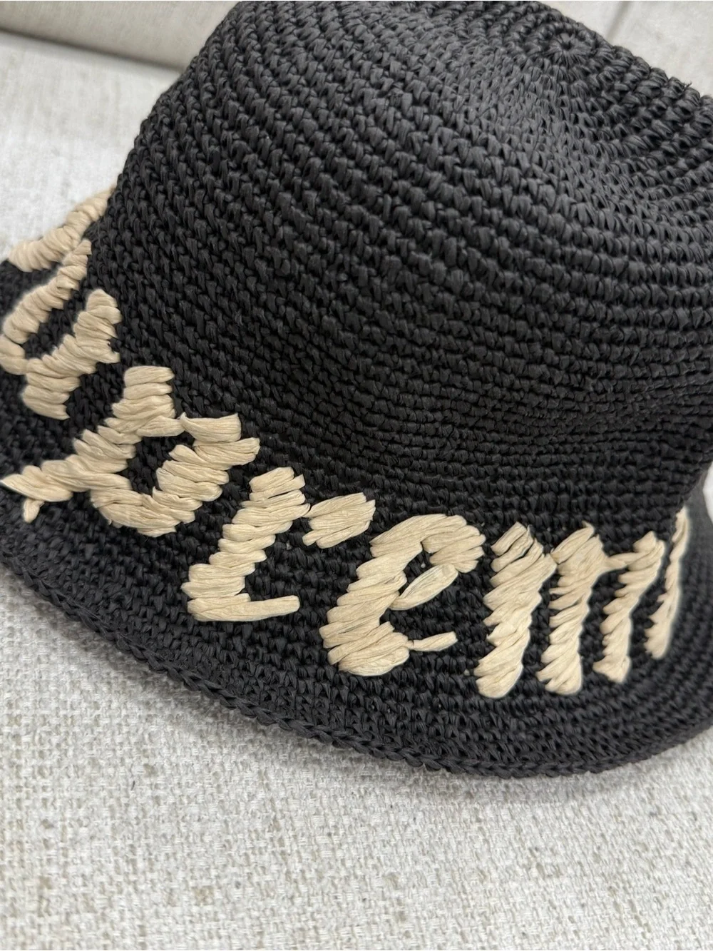 Supreme SS22 Raffia Crusher Bucket Hat Black